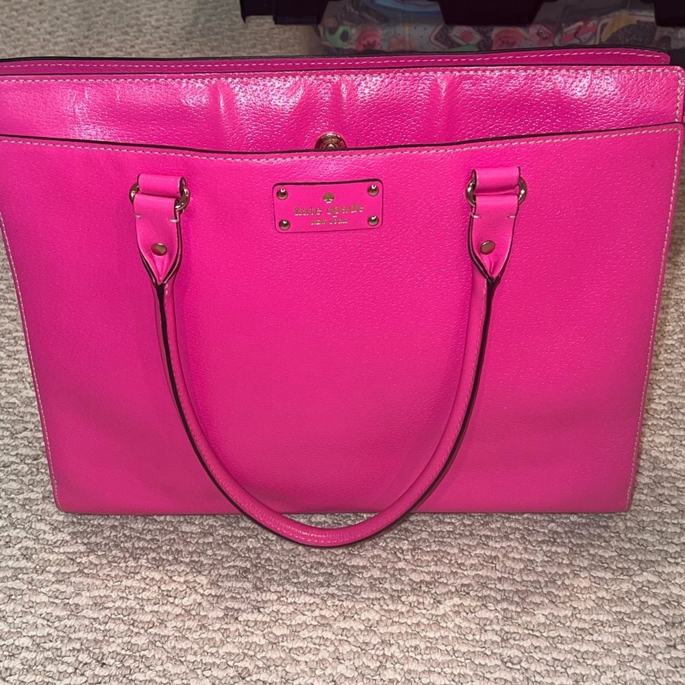 Kate spade leather hot pink tote